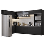 Armário de Cozinha Completa de Canto Suspenso 465 cm Preto Nice Madesa 03