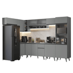 Armário de Cozinha Completa de Canto 465cm Cinza Nice Madesa 04