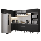 Armário de Cozinha Completa de Canto 465 cm Preto Nice Madesa 04