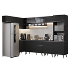 Armário de Cozinha Completa de Canto 465 cm Preto Nice Madesa 05