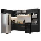 Armário de Cozinha Completa de Canto Suspenso 465 cm Preto Nice Madesa 06