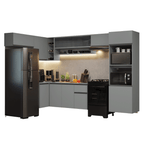 Armário de Cozinha Completa de Canto Suspenso 465cm Cinza Nice Madesa 07
