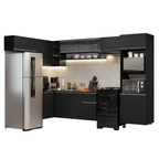 Armário de Cozinha Completa de Canto Suspenso 465 cm Preto Nice Madesa 07