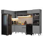 Armário de Cozinha Completa de Canto 465cm Cinza Nice Madesa 09