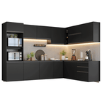 Armário de Cozinha Completa de Canto 465 cm Suspenso Preto Nice Madesa 10