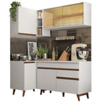 Armário de Cozinha Completa de Canto 262cm Branco Reims Madesa 01