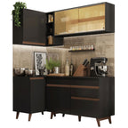Armário de Cozinha Completa de Canto 262cm Preto Reims Madesa 01