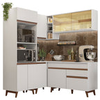 Armário de Cozinha Completa de Canto 332cm Branco Reims Madesa 01
