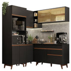 Armário de Cozinha Completa de Canto 332cm Preto Reims Madesa 01