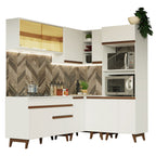 Armário de Cozinha Completa de Canto 367cm Branco Reims Madesa 01
