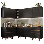 Armário de Cozinha Completa de Canto 382cm Preto Reims Madesa 02