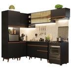 Armário de Cozinha Completa de Canto 392cm Preto Reims Madesa 03