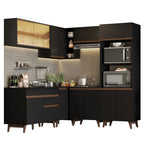 Armário de Cozinha Completa de Canto 402cm Preto Reims Madesa 01
