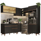 Armário de Cozinha Completa de Canto 402cm Preto Reims Madesa 02