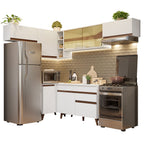 Armário de Cozinha Completa de Canto 402cm Branco Reims Madesa 04