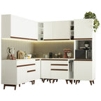 Armário de Cozinha Completa de Canto 437cm Branco Reims Madesa 01