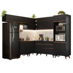 Armário de Cozinha Completa de Canto 472cm Preto Reims Madesa 01