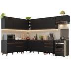 Armário de Cozinha Completa de Canto 512cm Preto Reims Madesa 01