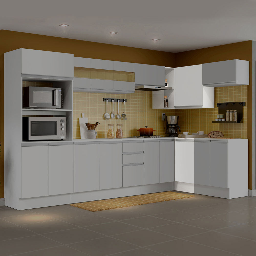 Kit Canto 100% MDF 2 Portas e Nicho Branco Smart Madesa