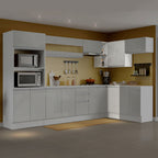 Kit Canto Madesa Smart 100% MDF 2 Portas e Nicho Frentes Branco Brilho