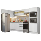 Armário de Cozinha Completa de Canto 100% MDF 447cm Branco Smart Madesa 01