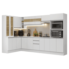 Armário de Cozinha Completa de Canto 100% MDF 447 cm Branco Smart Madesa 02