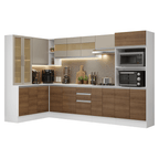 Armário de Cozinha Completa de Canto 100% MDF 447 cm Branco/Rustic/Crema Smart Madesa 02