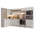 Armário de Cozinha Completa de Canto 100% MDF 447 cm Branco Smart Madesa 03