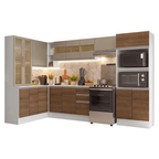 Armário de Cozinha Completa de Canto 100% MDF 447 cm Branco/Rustic/Crema Smart Madesa 03