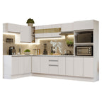 Armário de Cozinha Completa de Canto 100% MDF 447cm Frentes Branco Smart Madesa 02