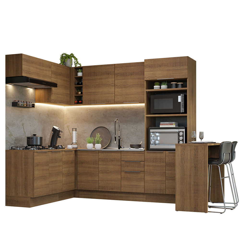 Armário de Cozinha Completa de Canto 489cm Rustic Stella Madesa