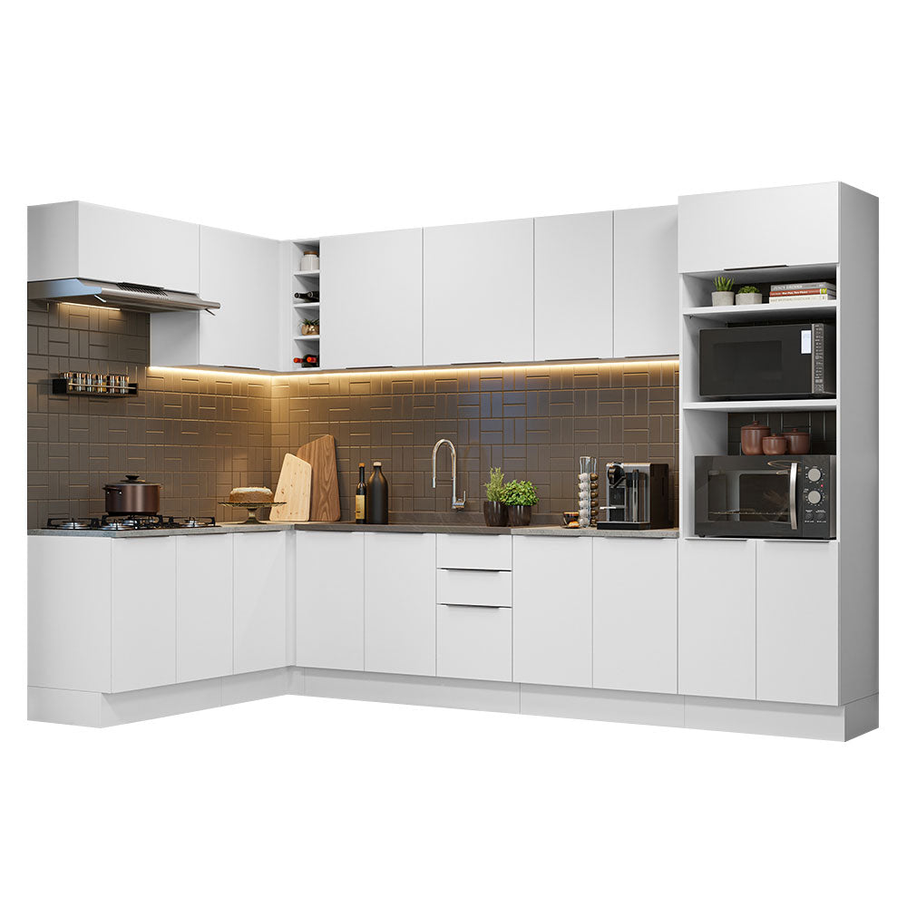 Armário de Cozinha Completa de Canto 499cm Branco Stella Madesa 01