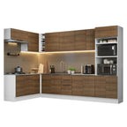 Armário de Cozinha Completa de Canto 499cm Branco/Rustic Stella Madesa 01
