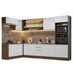 Armário de Cozinha Completa de Canto 499cm Rustic/Branco Stella Madesa 02