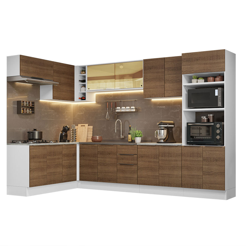 Armário de Cozinha Completa de Canto 499cm Branco/Rustic Stella Madesa 03