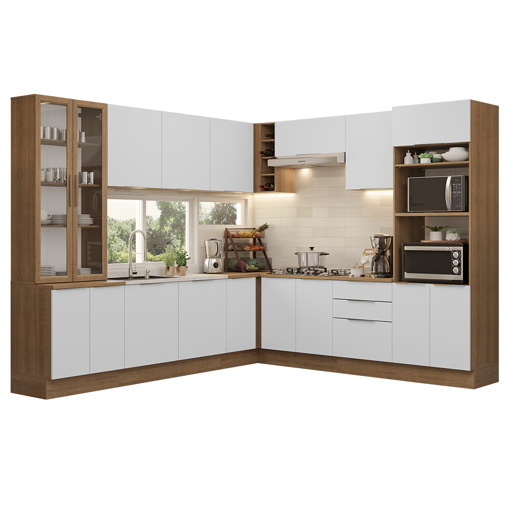 Armário de Cozinha Completa 549cm Rustic/Branco Stella Madesa 01