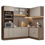 Armário de Cozinha Completa de Canto 399 cm Rustic/Crema Vik Madesa 01