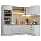 Armário de Cozinha Completa de Canto 399 cm Branco Vik Madesa 02