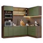 Armário de Cozinha Completa de Canto 399 cm Rustic/Verde Vik Madesa 02