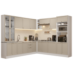 Armário de Cozinha Completa de Canto 549 cm Branco/Crema Vik Madesa 01
