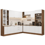 Armário de Cozinha Completa de Canto 549 cm Rustic/Branco Vik Madesa 01