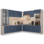 Armário de Cozinha Completa de Canto 549 cm Branco/Azul Vik Madesa 01