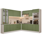 Armário de Cozinha Completa de Canto 549 cm Branco/Verde Vik Madesa 01
