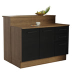 Ilha de Cozinha com Bancada e Balcão 120 cm Rustic/Preto Agata Madesa