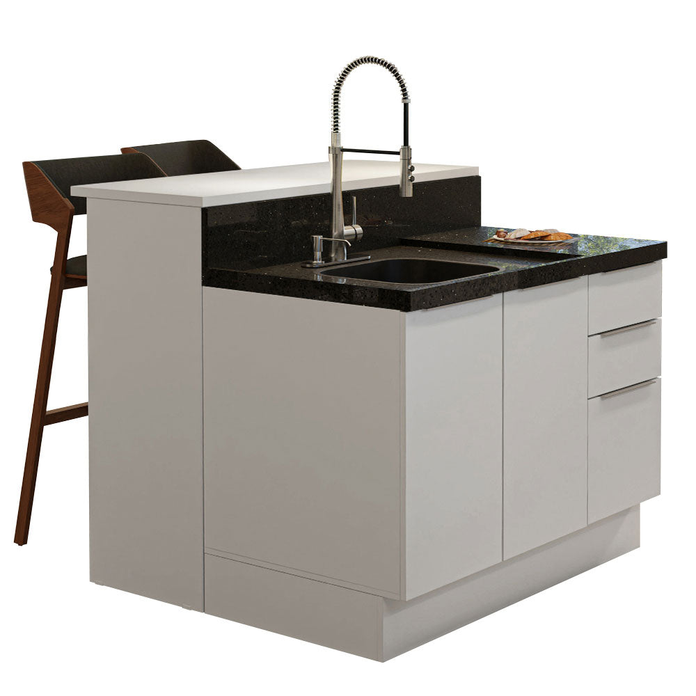 Ilha de Cozinha com Bancada e Balcão 120 cm Branco Stella Madesa