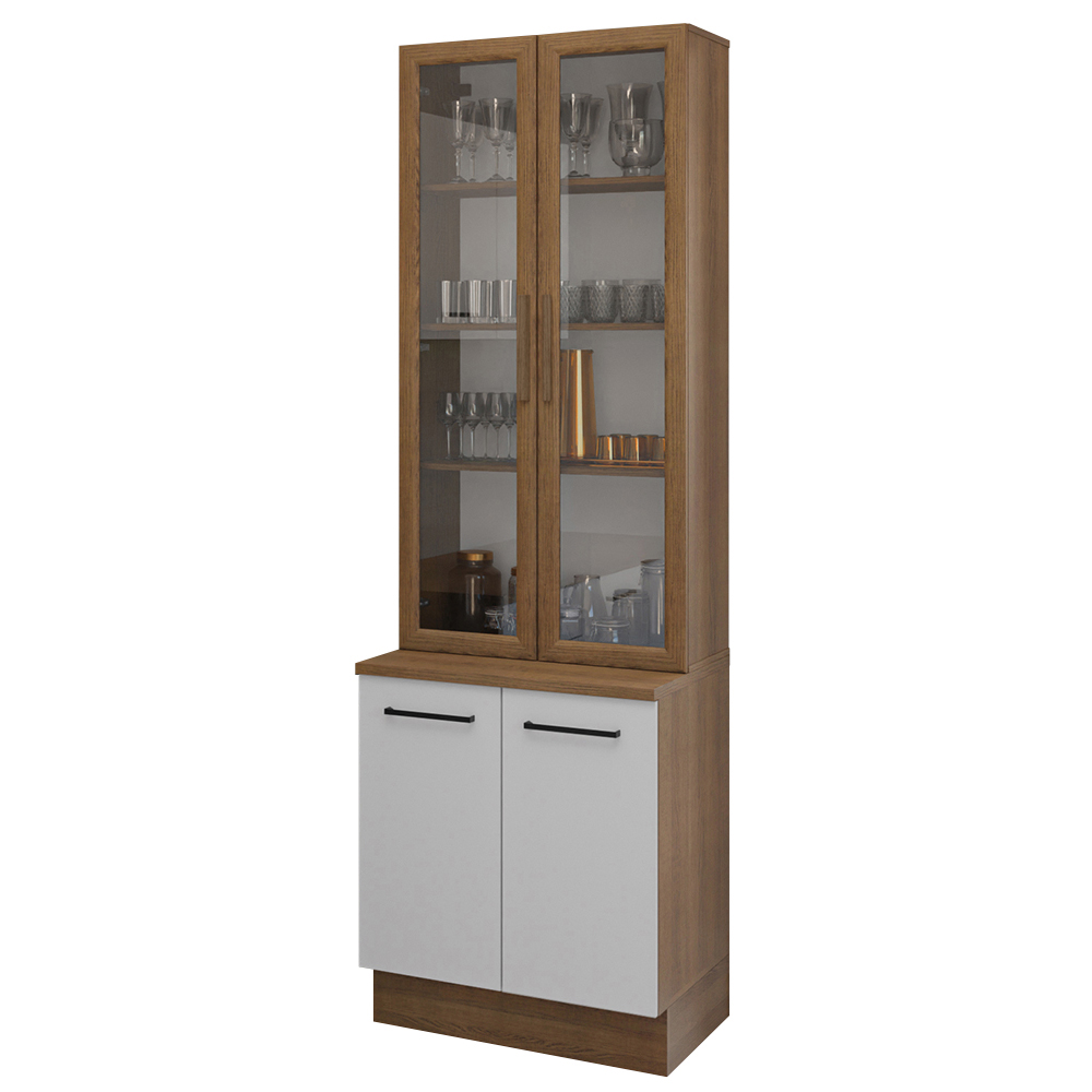 Kit Balcão + Cristaleira 70cm Rustic/Branco Agata Madesa 01
