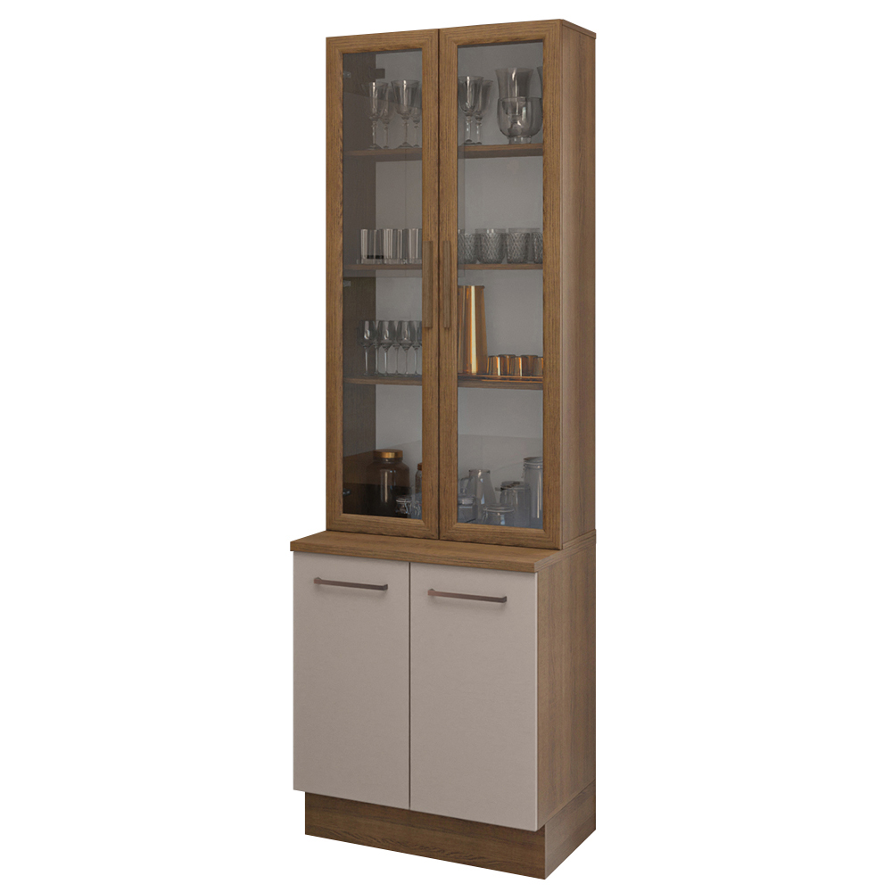 Kit Balcão + Cristaleira 70cm Rustic/Crema Agata Madesa 01