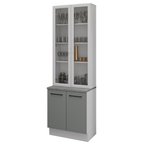 Kit Balcão + Cristaleira 70cm Branco/Cinza Agata Madesa 01