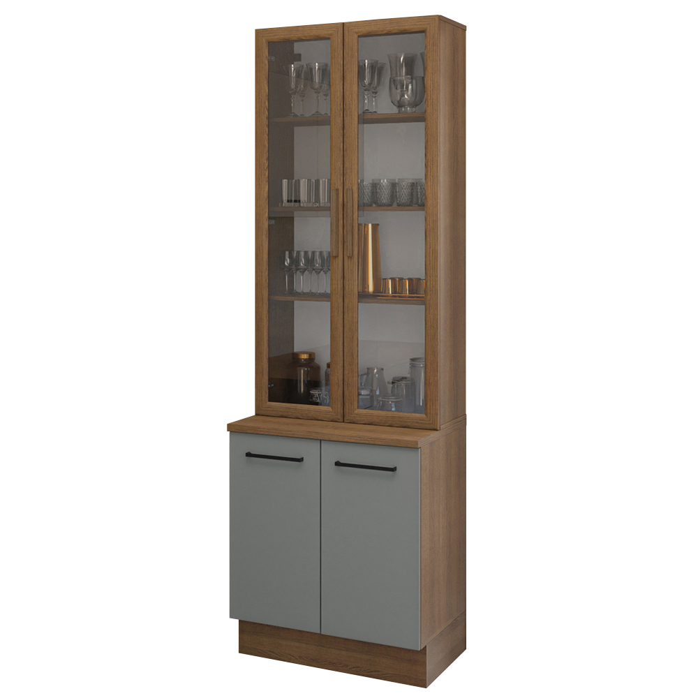 Kit Balcão + Cristaleira 70cm Rustic/Cinza Agata Madesa 01