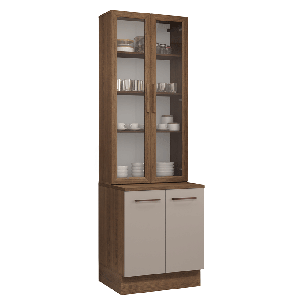 Kit Balcão + Cristaleira 70cm Rustic/Crema Agata Madesa 02